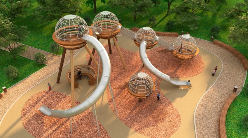 Детские площадки от «Новых горизонтов»: красивая игра на высоте - «Строим Город»